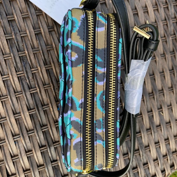 NWT Ted Baker Quiltt Leopard Print Camera HandBag / Bag in Olive - Picture 7 of 12